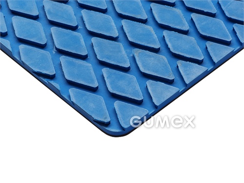 Pryž pro obložení bubnů hnacích válců MD CENTAUR BLUE STAR, tloušťka 8mm, šíře 2000mm, FDA, 55°ShA, desén diamant, NR/rub neopren 1mm, -30°C/+70°C, modrá